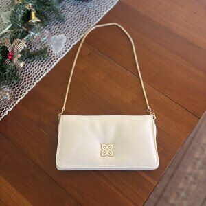 Antonio Melani Leather Elegant Ivory / Gold Shoulder Bag